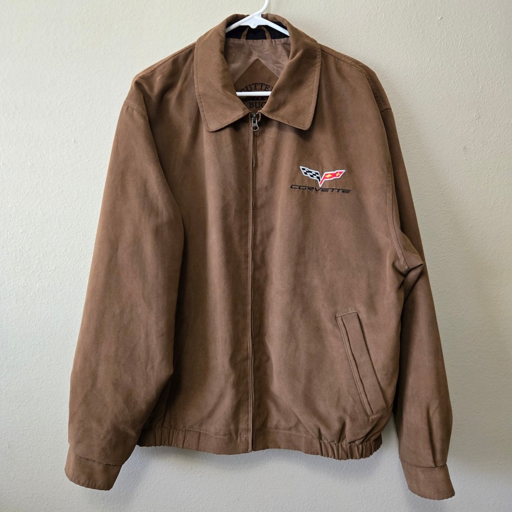 Cutter & Buck Corvette Faux Suede Jacket Mens Large Brown Full Zip MC00913601